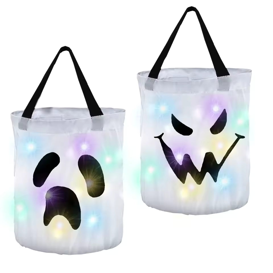 2 LED Light Pumpkin Candy Trick or Treat Bags.