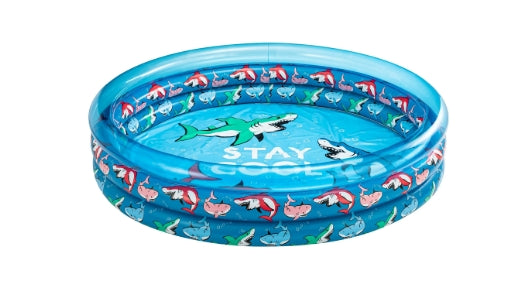 Bluescape Blue Shark 3-Ring Inflatable Swimming Pool for Kids, Round, Age 2 & up