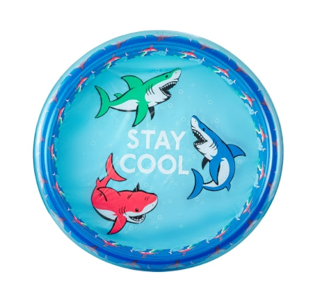 Bluescape Blue Shark 3-Ring Inflatable Swimming Pool for Kids, Round, Age 2 & up