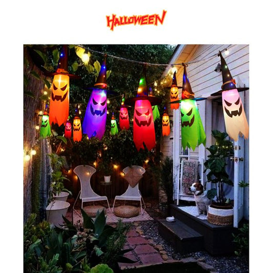 Hanging Ghost Witch Hat Lights, 5-Pack LED