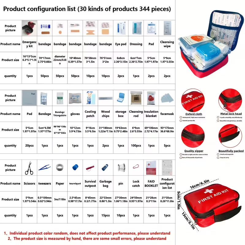 [Essential Emergency Kit] 344-in-1 Portable Outdoor Emergency Kit