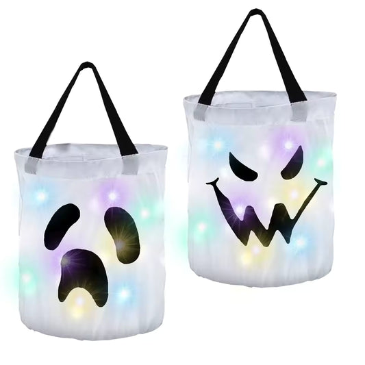 2 LED Light Pumpkin Candy Trick or Treat Bags.